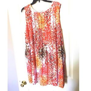 Calvin Klein orange & pink flower dress w/ pockets